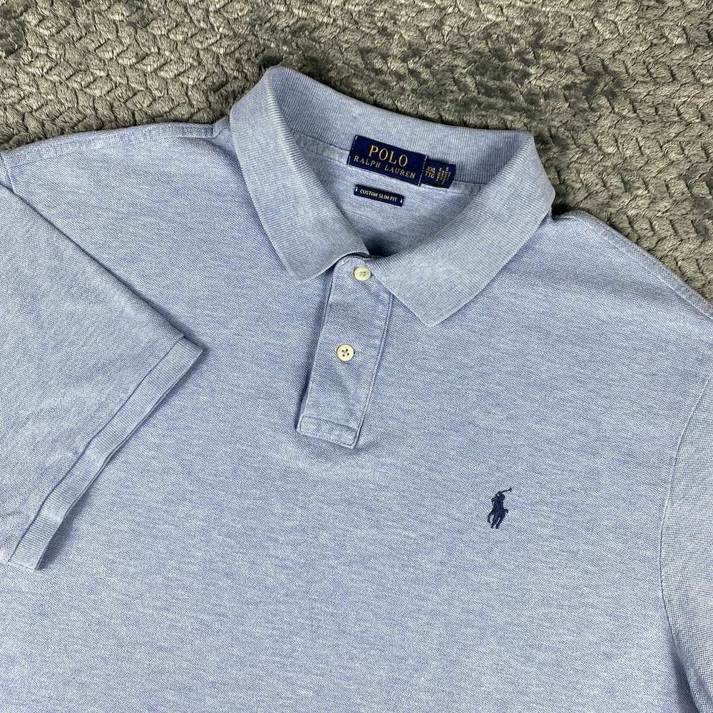 Polo Ralph Lauren Polo Shirt Men's XXL Blue Custom Slim Fit Pony Cotton